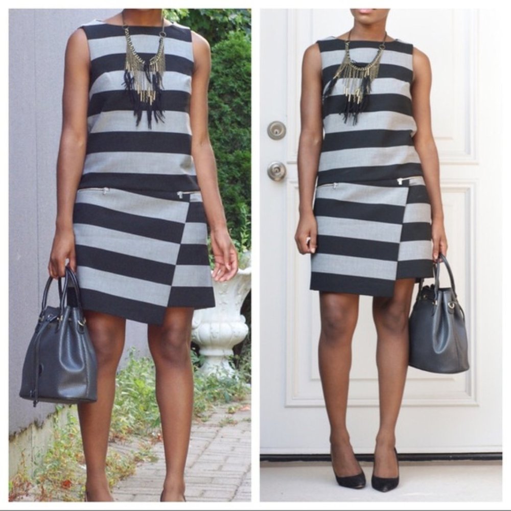 Banana Republic Rugby Striped Asymmetric Dress 0